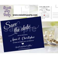 Navy Blue Wedding Save the Date cards,Navy blue Wedding Save Our Date, (00b)